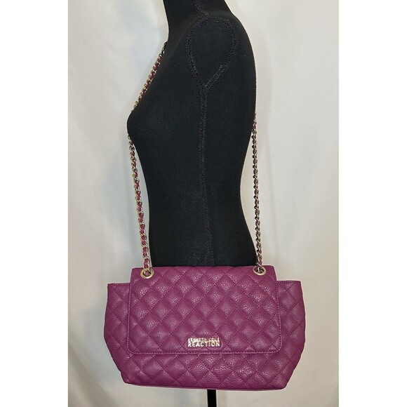 KENNETH COLE REACTION Berry Fuchsia Chain Colorful Crossbody Purse - Picture 1 of 15